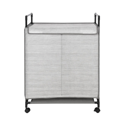 CESTA PARA LAVANDERIA 74 cm x 55.5 cm x 28.5 cm METAL-TELA GRIS-NEGRO CON RODOS