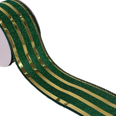 LISTON NAVIDAD 6.3 cm x 8.2 m (9 yd) VERDE-DORADO