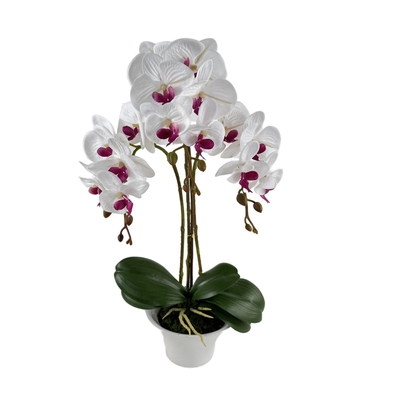 FLOR ARTIFICIAL 52 cm ORQUIDEA BLANCO CON MACETA BLANCO