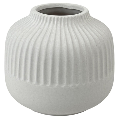 FLORERO DECORATIVO 13 cm x 15 cm x 15 cm CERAMICA BLANCO CON TEXTURA