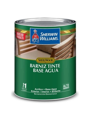 BARNIZ TINTE BASE AGUA PARA MADERA PARA USO EXTERIOR / INTERIOR NOGAL ROJIZO BRILLANTE 3 EN 1
