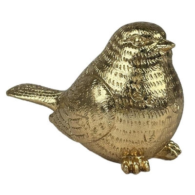 FIGURA AVE DECORATIVO 12.5 cm x 16.5 cm CERAMICA DORADO