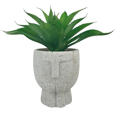 PLANTA ARTIFICIAL 33 cm x 14 cm x 14 cm ALOE VERA CON MACETA GRIS