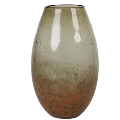FLORERO DECORATIVO 27 cm x 16.5 cm VIDRIO BEIGE-CAFE