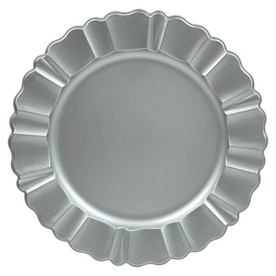 PLATO BASE 33 cm PLASTICO PLATA BORDE FLOR CON TEXTURA