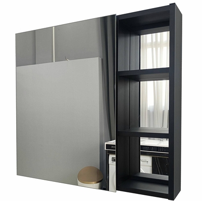 GABINETE AEREO PARA BAÑO CON ESPEJO 70 cm x 14.5 cm x 66 cm NEGRO