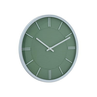 RELOJ PARED 33 cm PLASTICO VERDE CON BORDE GRIS REDONDO