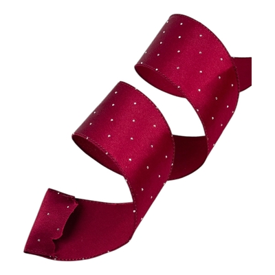 LISTON NAVIDAD 6.3 cm x 8.23 m (9 yd) ROJO CON PUNTOS