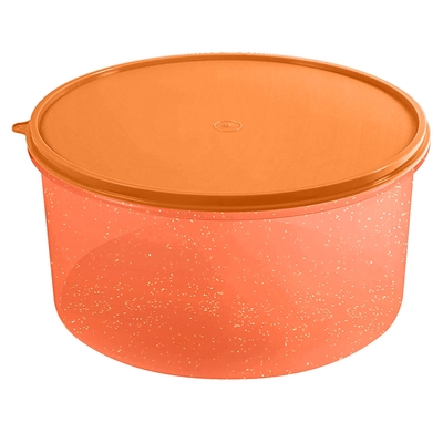 HERMETICO REDONDO 10.4 L PLASTICO ANARANJADO CON TAPA Y GLITTER