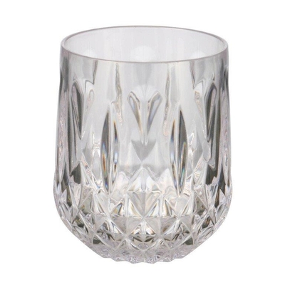 VASO 360 mL PLASTICO TRANSPARENTE DISEÑO DIAMANTE