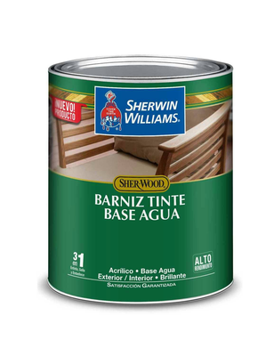 BARNIZ TINTE BASE AGUA PARA MADERA PARA USO EXTERIOR / INTERIOR BRILLANTE 3 EN 1