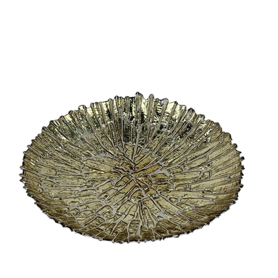 CENTRO DE MESA 39 cm VIDRIO REDONDO DORADO