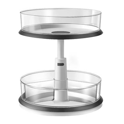 ORGANIZADOR PARA COCINA 2 NIVELES PLASTICO BLANCO-GRIS CON BASE GIRATORIA
