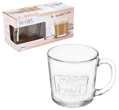 TAZA 340 mL VIDRIO TRANSPARENTE DISEÑO MAKE HOT