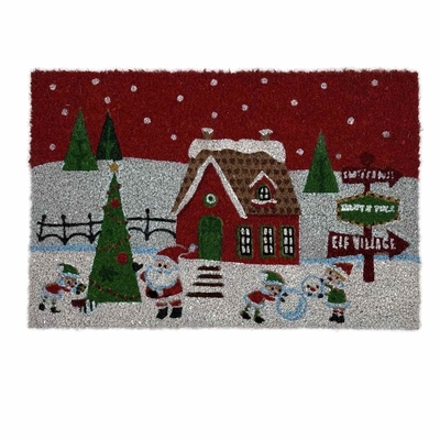 ALFOMBRA NAVIDAD 60 cm x 40 cm SANTA-ELFOS CAFE-ROJO-VERDE-BLANCO