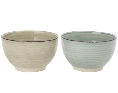 PLATO HONDO 13.97 cm CERAMICA AZUL-GRIS SURTIDO REDONDO