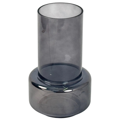 FLORERO DECORATIVO 26.5 cm x 16 cm x 16 cm VIDRIO GRIS TRANSPARENTE