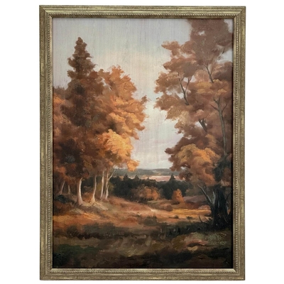 CUADRO DECORATIVO 80 cm x 60 cm PAISAJE CAFE-CELESTE