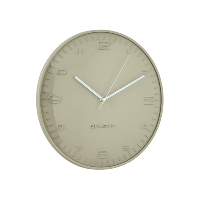 RELOJ PARED 30.5 cm PLASTICO BEIGE REDONDO