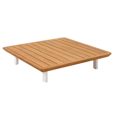 MESA CENTRO PARA SALA DUNA 18 cm x 83.5 cm x 83.5 cm ALUMINIO-MADERA CAFE-BLANCO CUADRADA