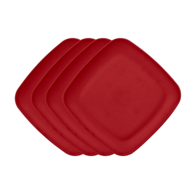 PLATO JUMBO CUADRADO PLASTICO ROJO