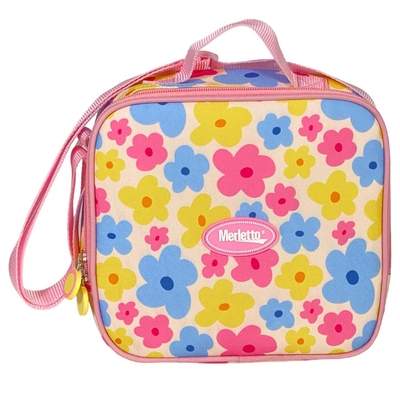 LONCHERA INFANTIL MULTICOLOR DISEÑO FLORES IMPERMEABLE