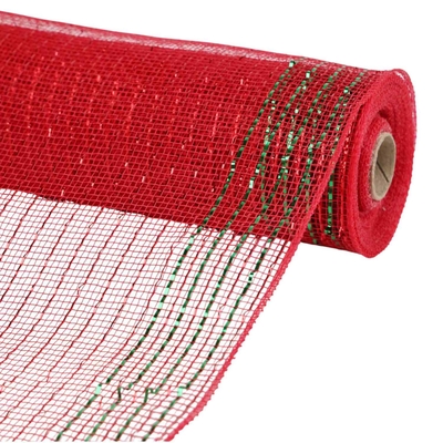 MALLA NAVIDAD 26 cm x 8.2 m (9 yd) ROJO CON LINEAS VERDES