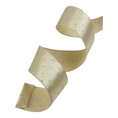 LISTON NAVIDAD 6.3 cm x 8.23 m (9 yd) DORADO CON PUNTOS