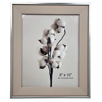 PORTARETRATO 31.8 cm x 26.7 cm BEIGE BORDE PLATA 1 FOTO