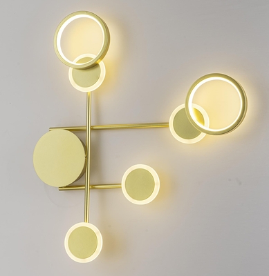 LAMPARA APLIQUE LED 29 W 6 LUCES LUZ CALIDA ARO DORADO