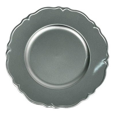 PLATO BASE 33 cm PLASTICO PLATA BORDE ONDULADO