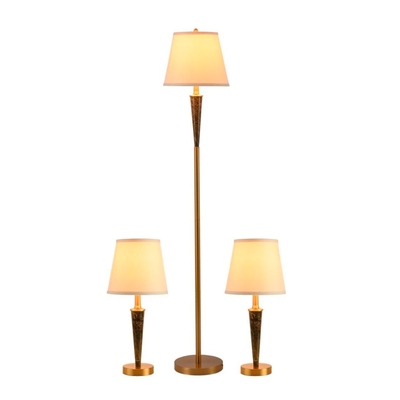 LAMPARA PEDESTAL/MESA 1 LUZ E27 BEIGE-DORADO