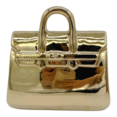 FIGURA BOLSO DECORATIVO 17.8 cm x 17.8 cm CERAMICA DORADO