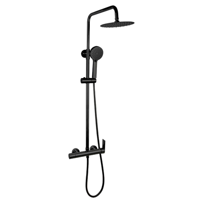 MEZCLADOR DUCHA SUPERFICIAL MONOMANDO METAL NEGRO CABEZA REDONDA