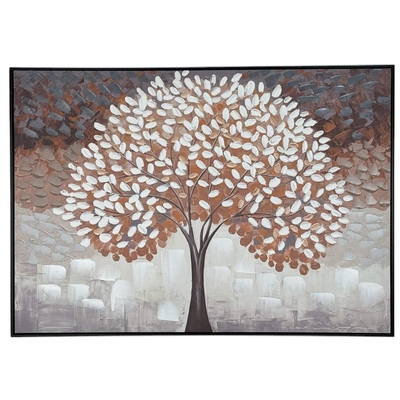 CUADRO DECORATIVO 72 cm x 102 cm ARBOL GRIS-CAFE-BLANCO