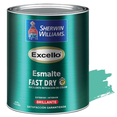 PINTURA ESMALTE PARA USO EXTERIOR / INTERIOR VERDE AQUA BRILLANTE EXCELLO ESMALTE