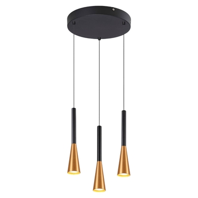 LAMPARA PENDANT 3 LUCES GU10 ALUMINIO CAMPANA NEGRO-DORADO