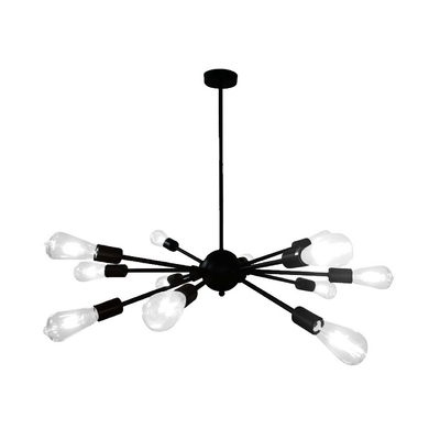LÁMPARA TECHO 12 LUCES E27 METAL NEGRO