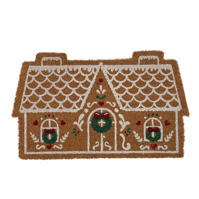 ALFOMBRA NAVIDAD 75 cm x 45 cm CASA GALLETA DE JENGIBRE CAFE-ROJO-BLANCO-VERDE