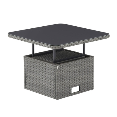 MESA CENTRO DRIOS 90 cm x 90 cm x 70 cm ALUMINIO-MIMBRE GRIS CUADRADA