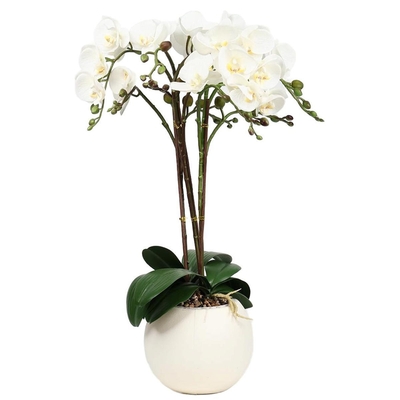 FLOR ARTIFICIAL 67 cm ORQUIDEA BLANCO CON MACETA BLANCO