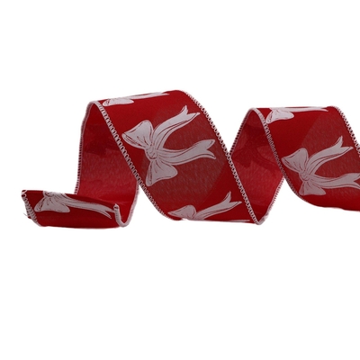 LISTON NAVIDAD 6.3 cm x 8.2 m (9 yd) ROJO-BLANCO LAZO