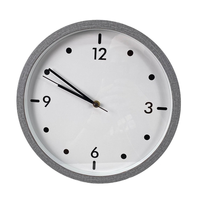 RELOJ PARED 30.5 cm PLASTICO BLANCO CON GRIS REDONDO