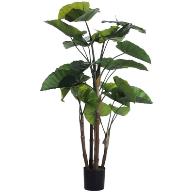 PLANTA ARTIFICIAL 150 cm x 55 cm ALOCASIA VERDE CON MACETA NEGRO