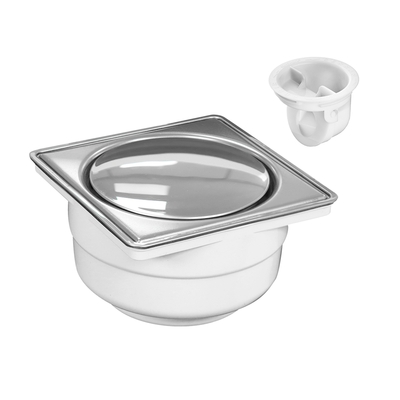 COLADERA DE BAÑO CUADRADO PUSH ACERO INOXIDABLE 10.16 cm (4 in)