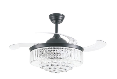 VENTILADOR TECHO 3 LUCES 4 ASPAS 1.07 m 75 W ASPAS RETRACTIL CRISTAL DORADO