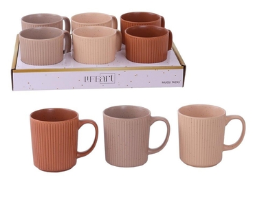 TAZA 350 mL PORCELANA COLOR SURTIDO DISEÑO LINEAS