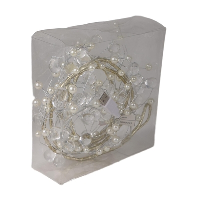 GUIA NAVIDAD LED DECORATIVA GUIRNALDA PERLAS 10 LUCES BLANCO CALIDO A CONEXION USB 1.80 m