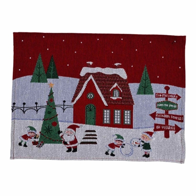 INDIVIDUAL NAVIDAD 45 cm x 33 cm SANTA-ELFOS ROJO-CREMA-VERDE