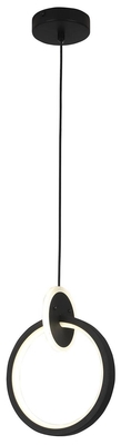 LAMPARA PENDANT LED 1 LUZ 7 W LUZ CALIDA ARO NEGRO